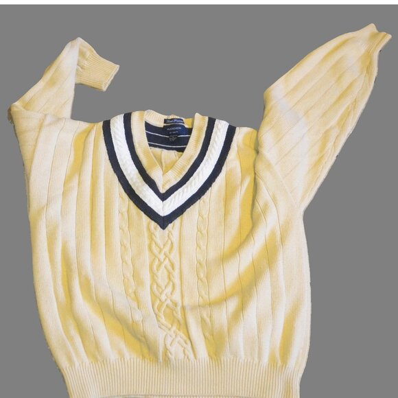 Gant Rugger Men's Sweater Cable Knit V Neck XL Discontinued Line Hand Framed - Picture 2 of 9